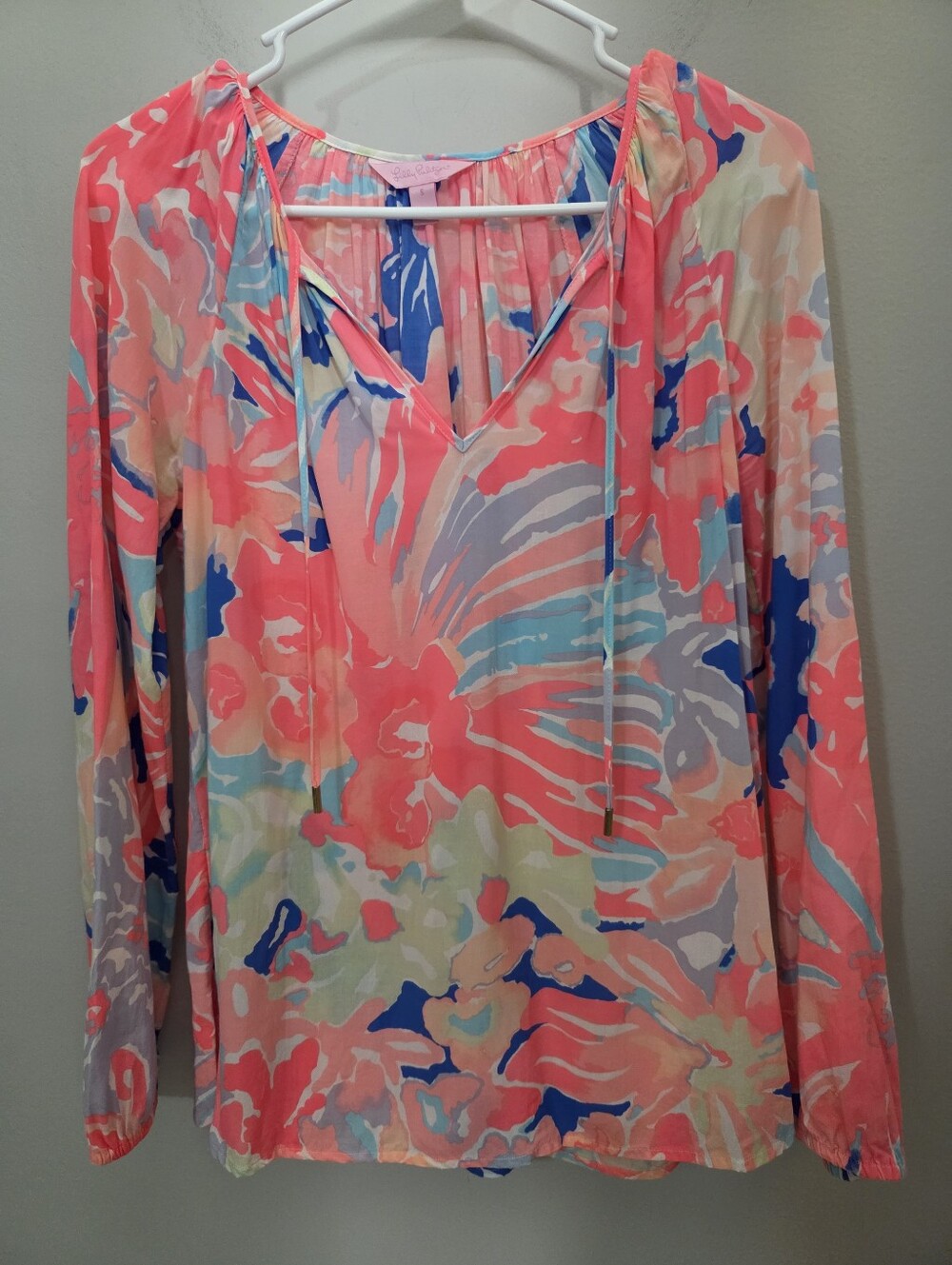 Lilly Pulitzer Willa Top Long Sleeve Blouse Size Small EUC